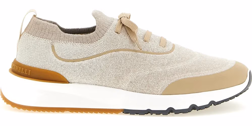 Brunello Cucinelli Beige Cotton Athletic Sneakers