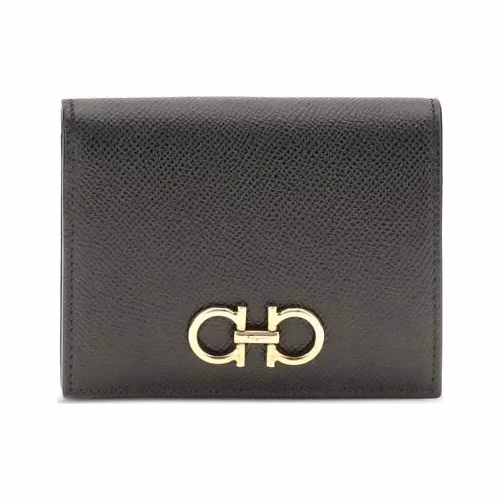 Ferragamo Black Calf Leather Bos Taurus Wallet