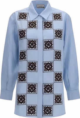 Blue Linen Pattern Shirt
