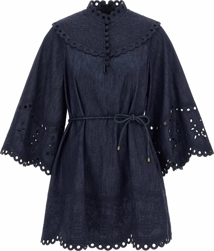 Zimmermann Blue Cotton Short Dress