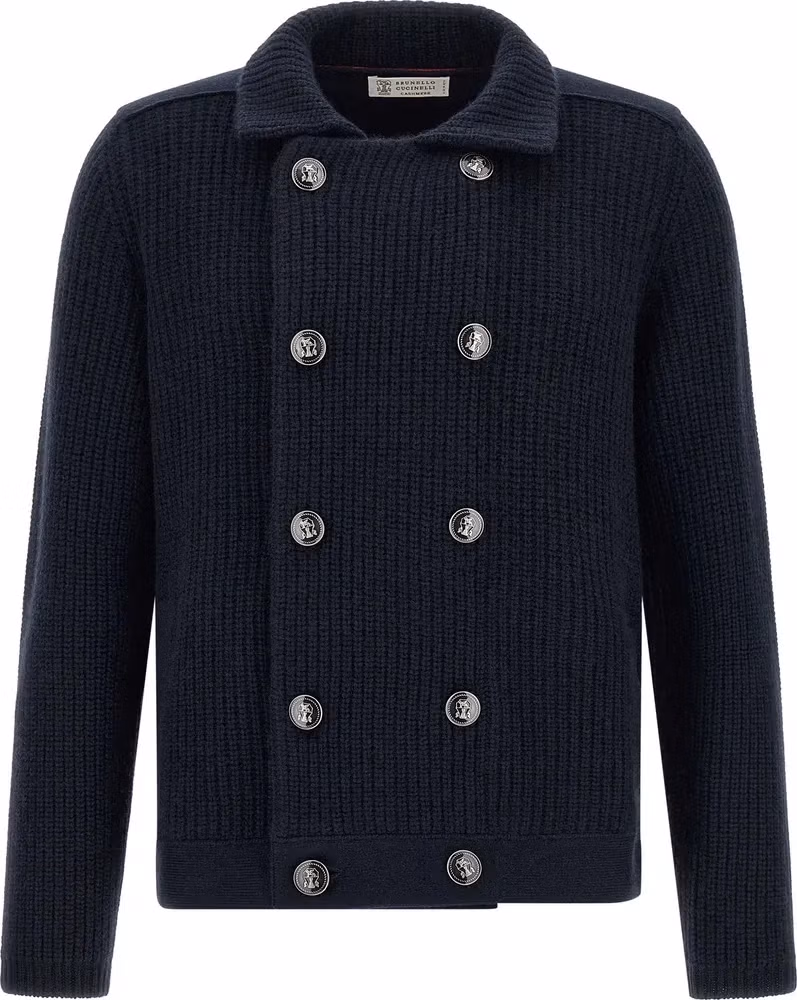 Brunello Cucinelli Blue Cashmere Cardigan