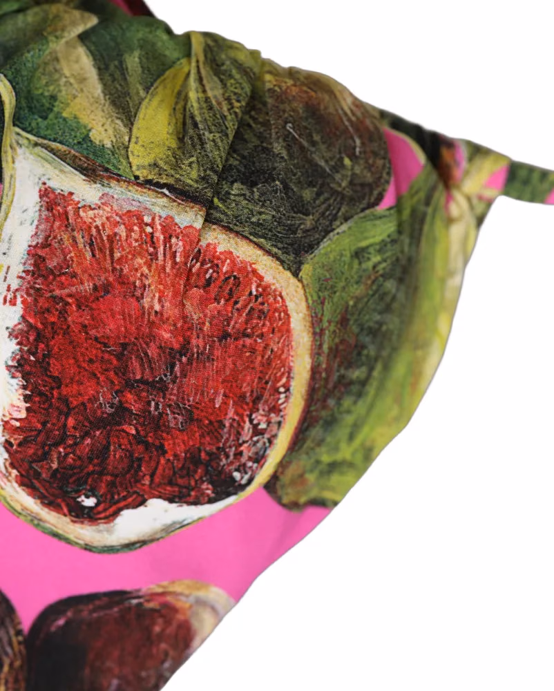 Dolce & Gabbana Fuchsia Pink Fig Print Beachwear Bikini Top