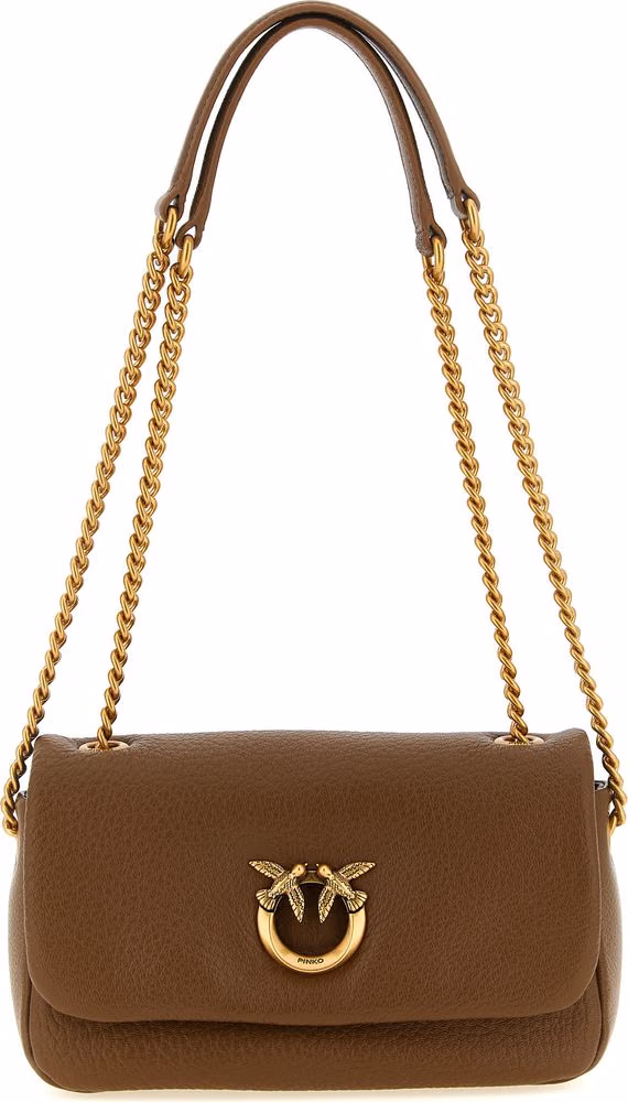 PINKO Brown Lamb Leather Shoulder Bag