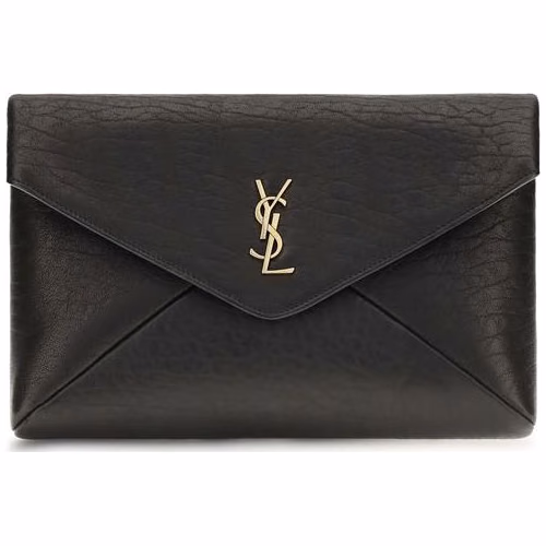 Saint Laurent Black Lamb Ovis Aries Aries Clutch Bag