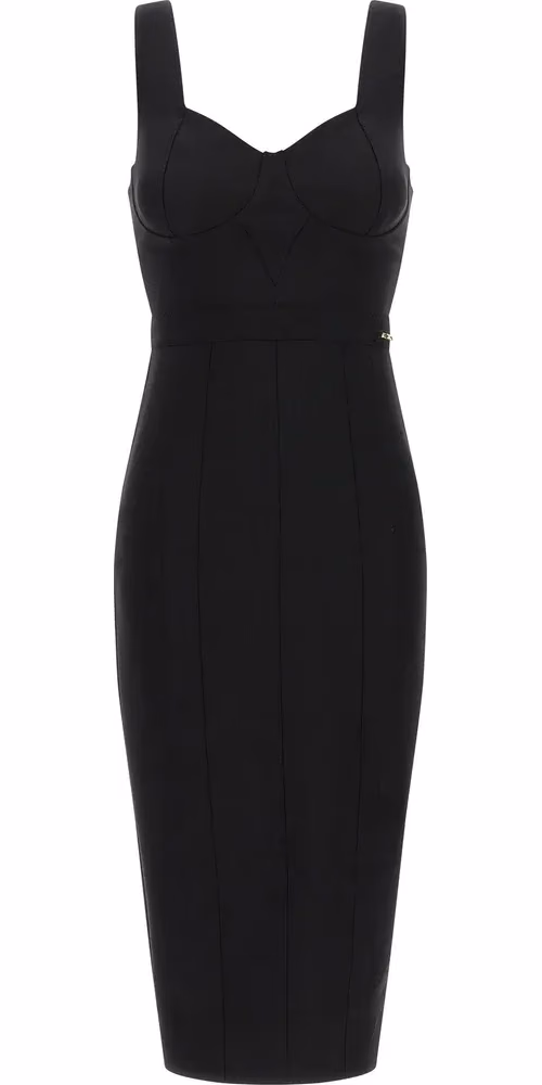Elisabetta Franchi Black Polyamide Midi Dress