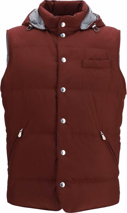 Brunello Cucinelli Bordeaux Polyester Sleeveless Jacket