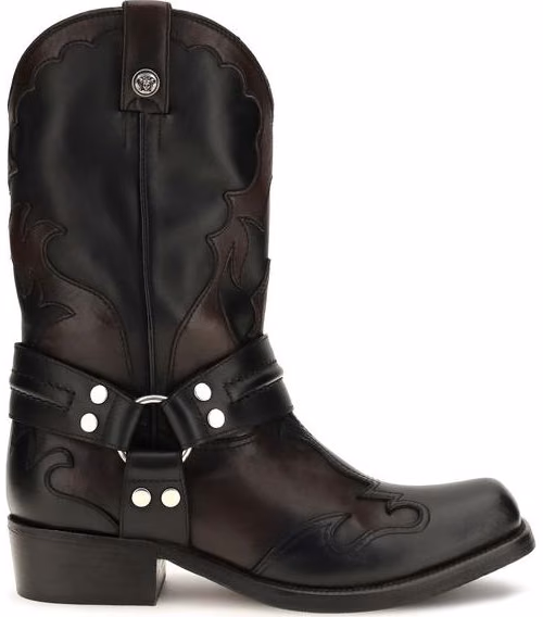 Versace Black Calf Leather Bos Taurus Ankle Boots