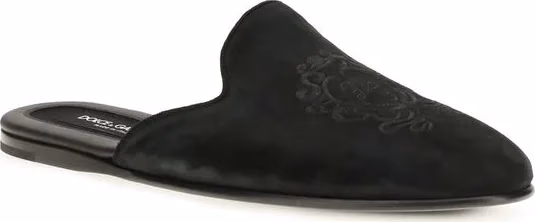 Dolce & Gabbana Black Calf Leather Bos Taurus Mules