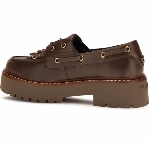PINKO Brown Calf Leather Bos Taurus Platform Loafers