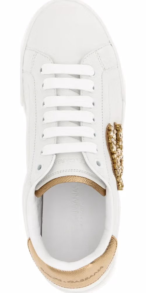 Dolce & Gabbana Gold Calfskin Low Top Sneakers