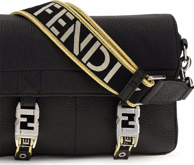 Fendi Black Calf Leather Bos Taurus Shoulder Bag