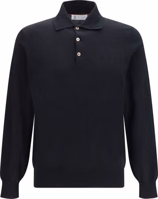 Black Cotton Polo Shirt