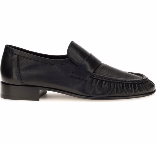 The Row Black Calf Leather Bos Taurus Slip-On Loafers