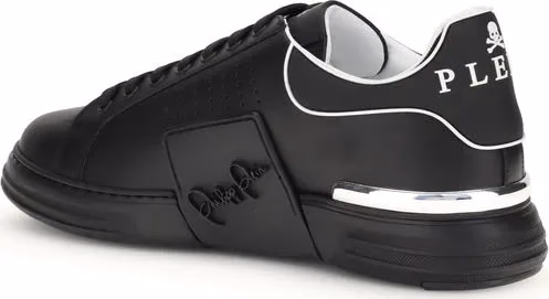 Philipp Plein Black Calf Leather Bos Taurus Athletic Sneakers