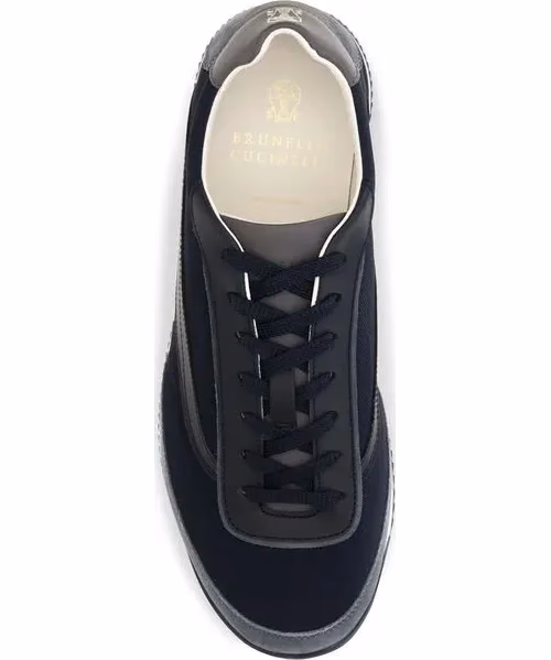 Brunello Cucinelli Blue Suede Leather Athletic Sneakers