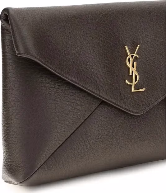 Saint Laurent Brown Lamb Ovis Aries Aries Clutch Bag