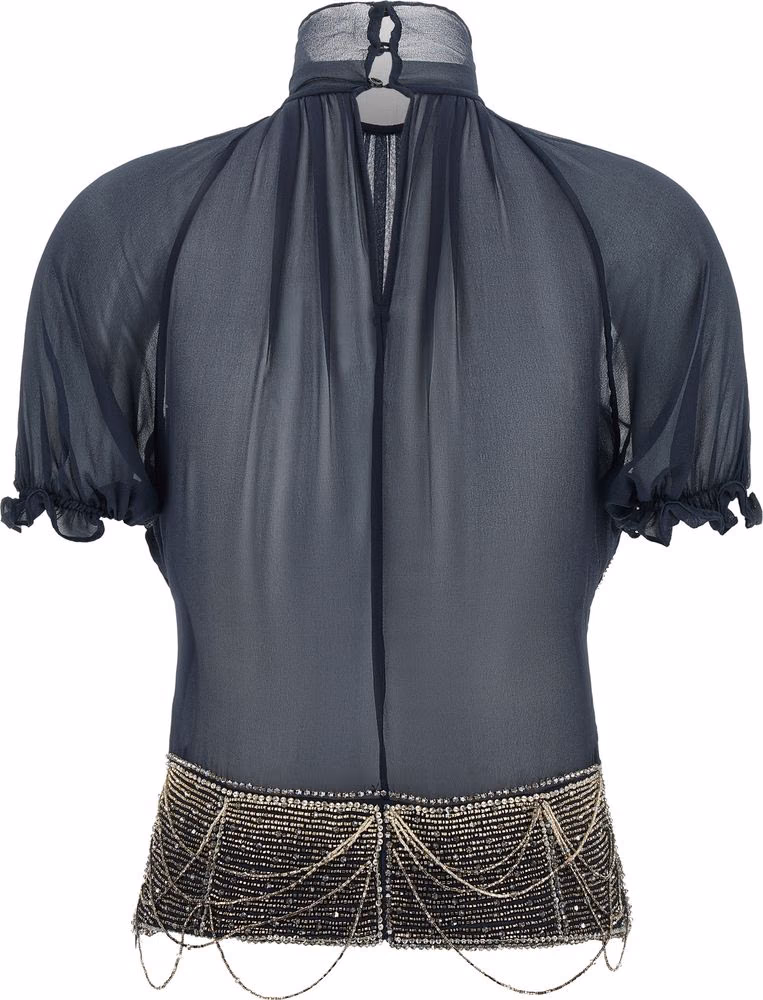 The Attico Blue Silk Tank Tops