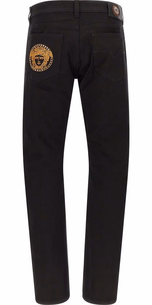 Versace Black Cotton Straight-Leg Jeans