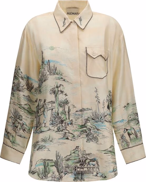 Alemais Beige Silk Blouse