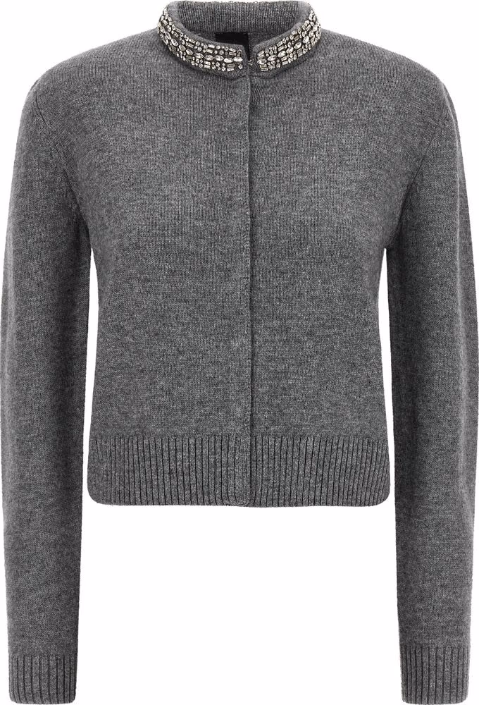 PINKO Gray Wool Cardigan