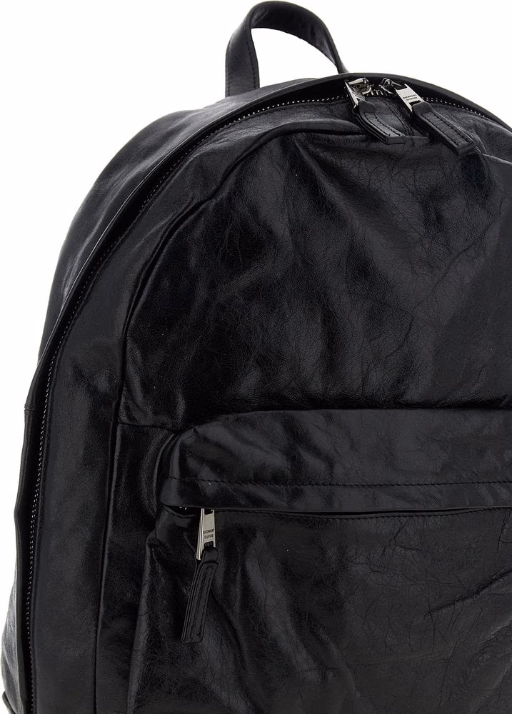 GIORGIO BRATO Black Lamb Leather Backpack