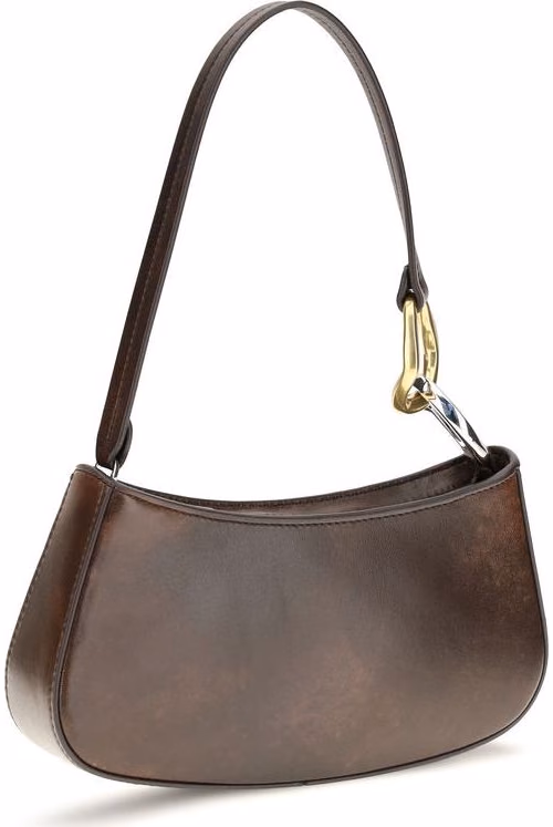 Staud Brown Calf Leather Bos Taurus Shoulder Bag