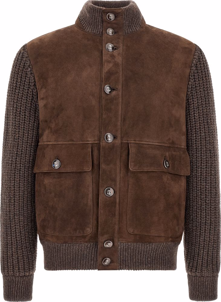 Brunello Cucinelli Brown Lamb Leather Leather Jacket