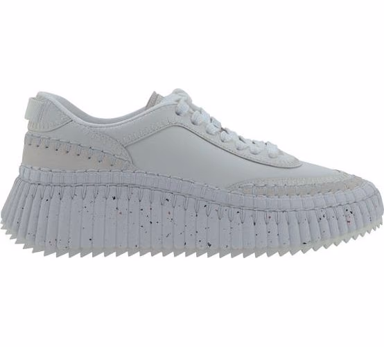 Chloé White Calf Leather Bos Taurus Platform Sneakers