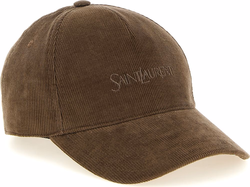 Saint Laurent Brown Cotton Cap (Baseball Hat)