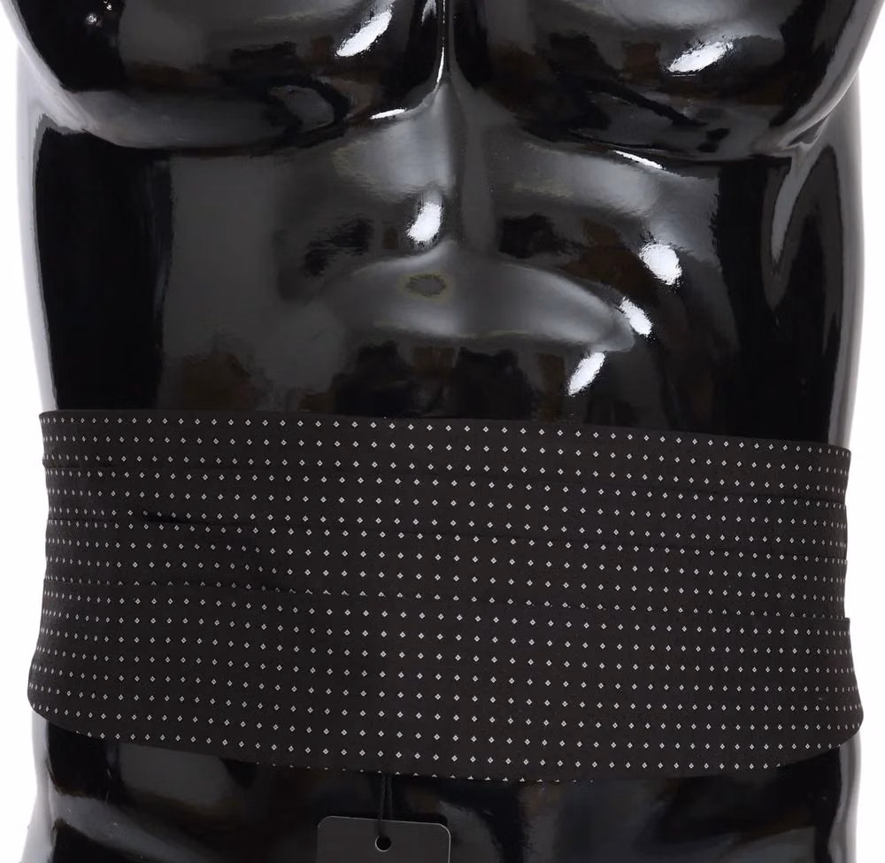 Dolce & Gabbana Dark Gray Dotted Waist Belt Silk Cummerbund