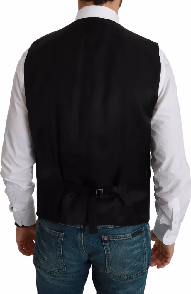 Dolce & Gabbana White Black Stripes Waistcoat Formal Vest