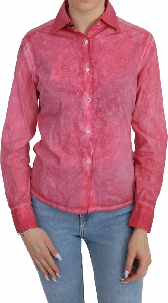 Ermanno Scervino Pink Collared Long Sleeve Shirt Blouse Top