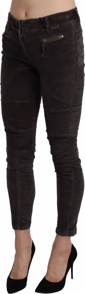 Ermanno Scervino Brown Velvet Capri Cropped Cotton Pants