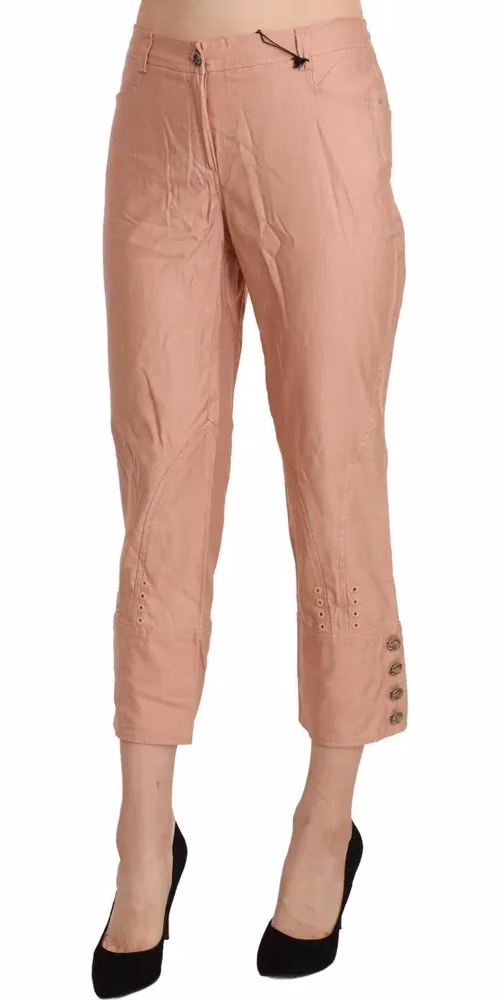 Ermanno Scervino Cotton Pink High Waist Cropped Trouser Pants