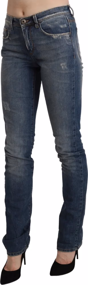 Ermanno Scervino Blue Washed Mid Waist Skinny Denim Jeans