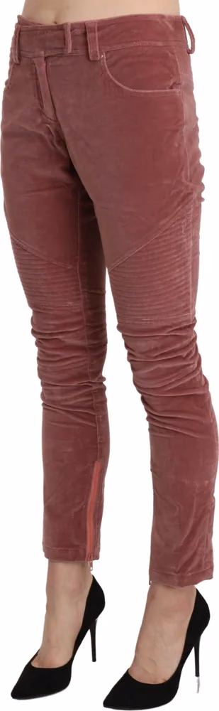 Ermanno Scervino Red Mid Waist Skinny Cotton Pants