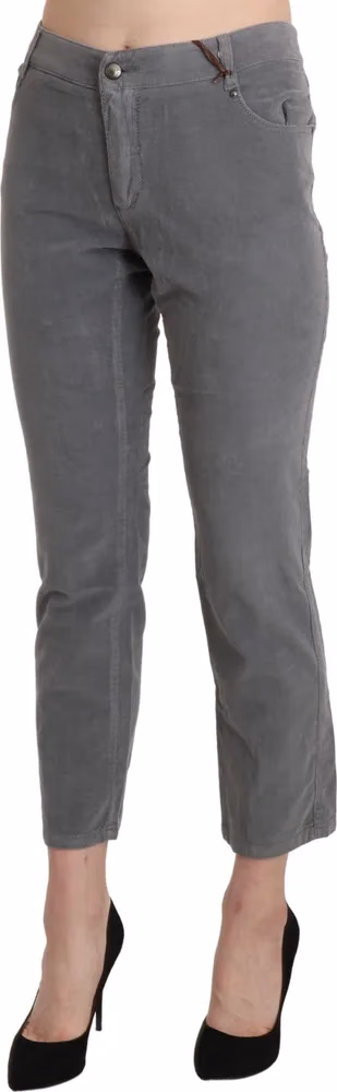 Ermanno Scervino Gray Cropped Cotton Stretch Trouser Pants