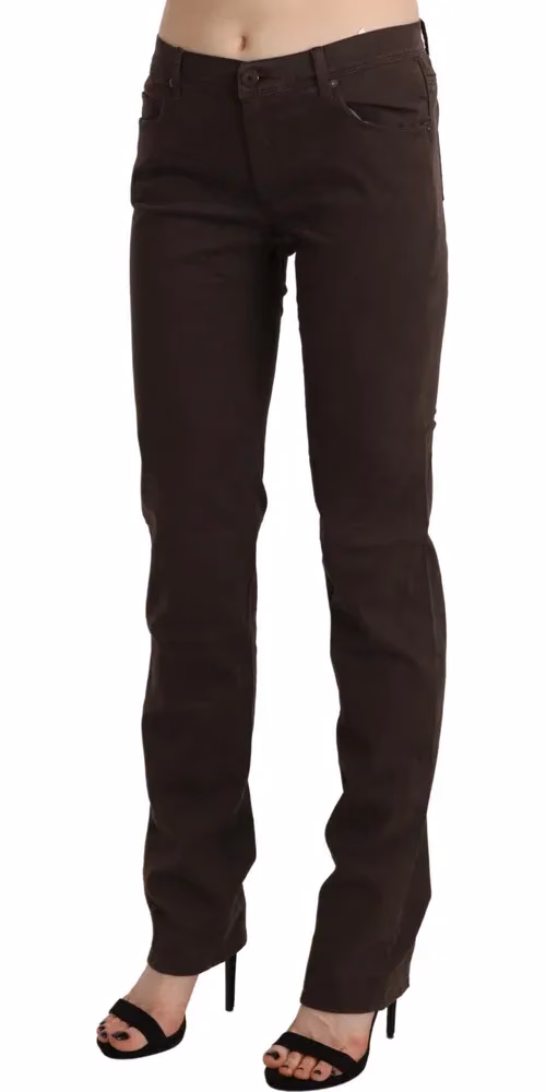 Ermanno Scervino Brown Mid Waist Skinny Slim Trouser Cotton Jeans