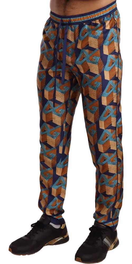 Dolce & Gabbana Multicolor Patterned Joggers Silk Pants