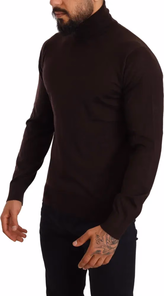 Dolce & Gabbana Brown Cashmere Turtleneck Pullover Sweater