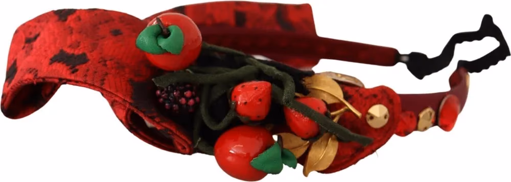 Dolce & Gabbana Red Tiara Berry Fruit Crystal Bow Hair Diadem Headband