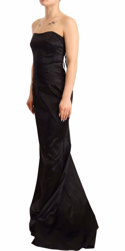 Dolce & Gabbana Black Silk Stretch Sheath Mermaid Gown Dress