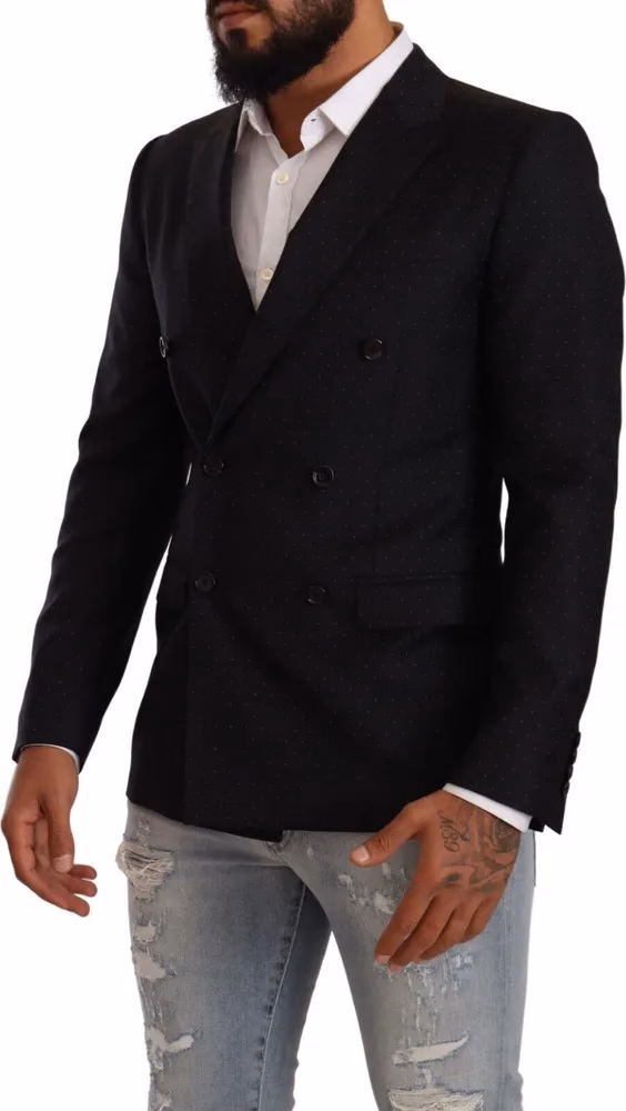 Dolce & Gabbana Black Dotted Double Breasted MARTINI Jacket
