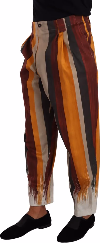 Dolce & Gabbana Multicolor Striped Cotton Tapered Trouser Pants