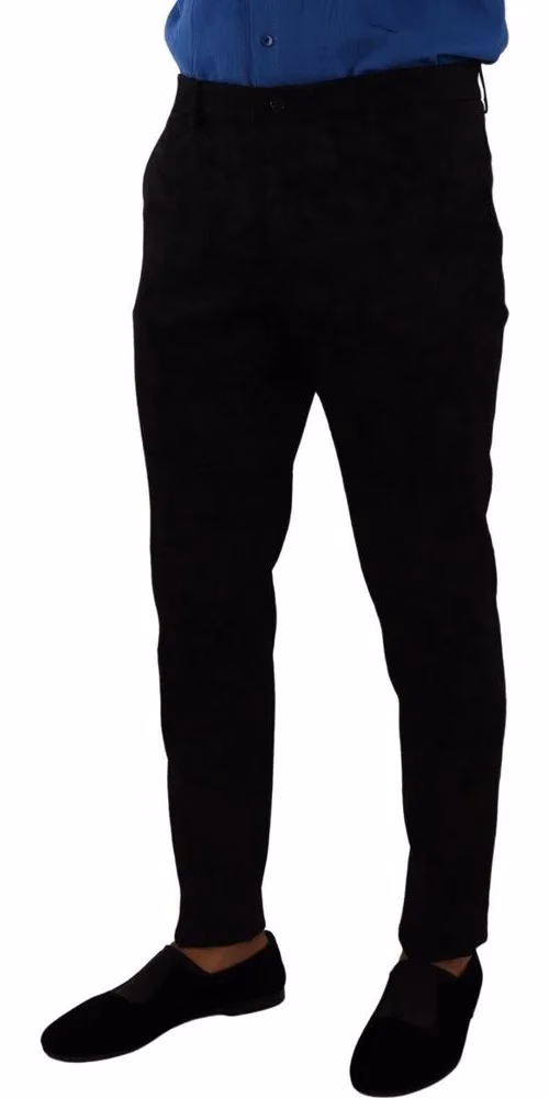 Dolce & Gabbana Black Brocade Skinny Formal Trouser Dress Pants