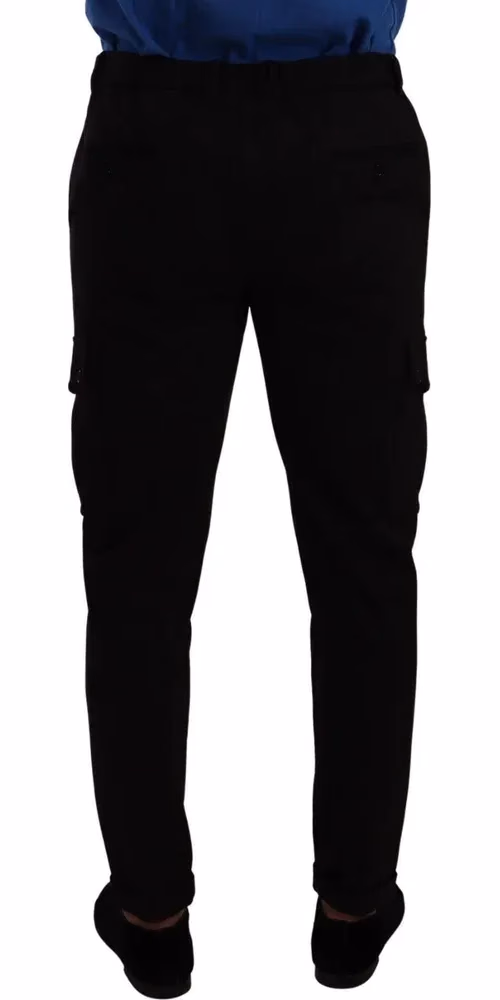Dolce & Gabbana Black Viscose Skinny Cargo Trouser Pants