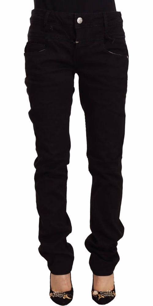Acht Black Low Waist Cotton Stretch Denim Skinny Jeans
