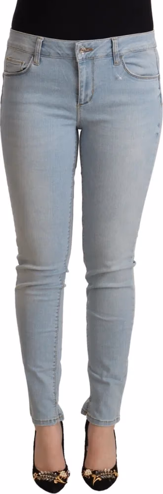 Liu Jo Light Blue Cotton Mid Waist Slim Fit Denim Jeans