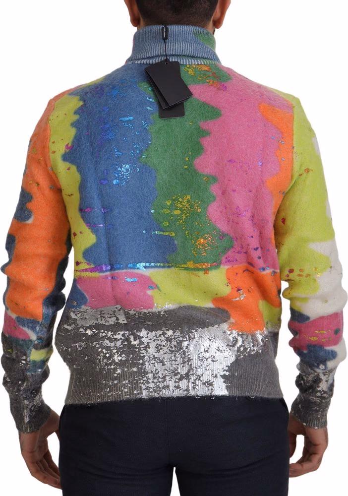 Dolce & Gabbana Multicolor Turtleneck Pullover Mohair Sweater