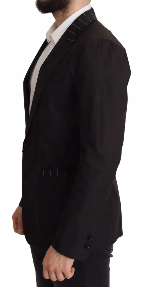 Dolce & Gabbana Black Cotton Single Breasted Blazer Jacket